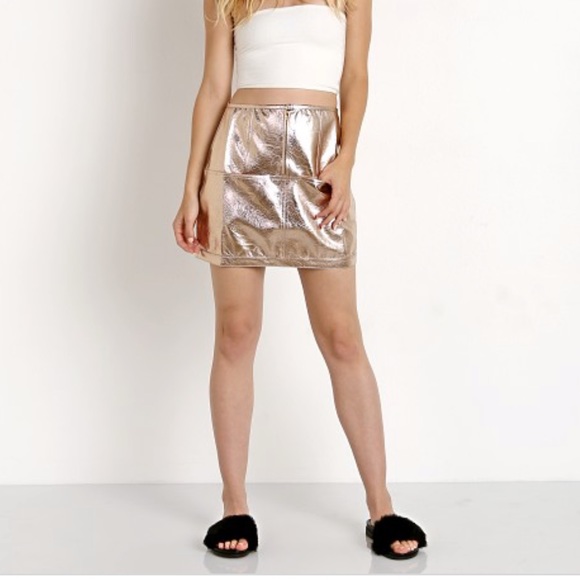 For Love And Lemons Dresses & Skirts - For Love and Lemons Luna Metallic Skirt Rose Gold